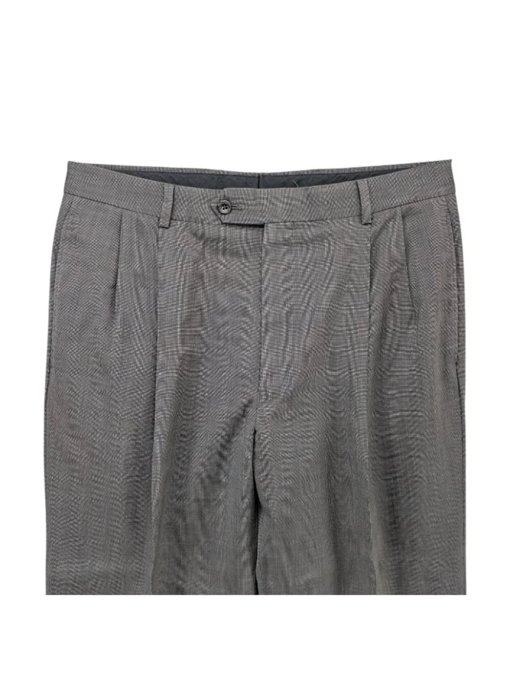 Jos A Bank 2 Piece Wool Suit Mens Grey 2 Button Pleated Cuffed Size 40R 34x28